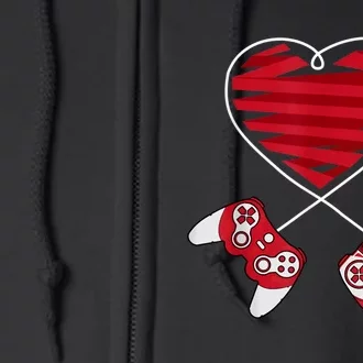 Valentines Day Gamer Shirt Controller Kids Boys Valentine Full Zip Hoodie