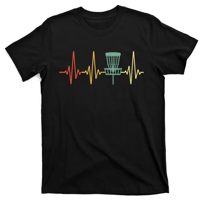 Vintage Disc Golf Retro Heartbeat Gift Disc Golf Gift T-Shirt