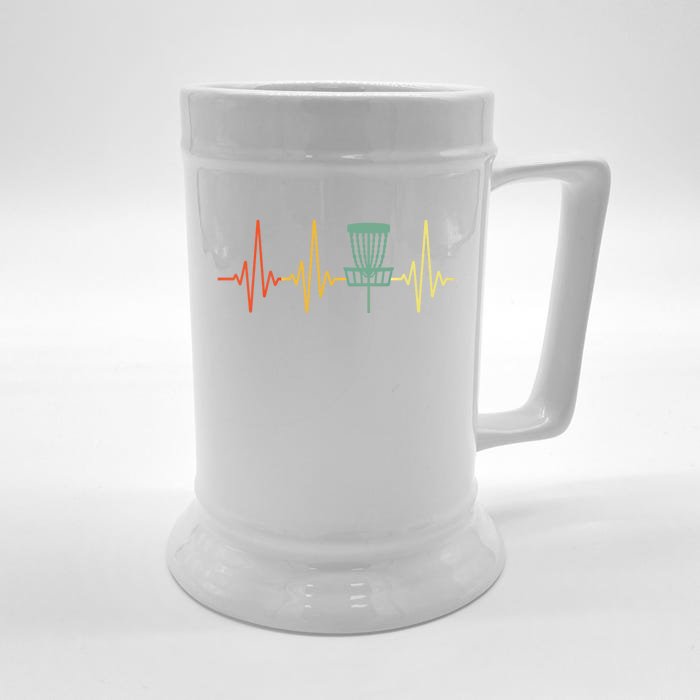 Vintage Disc Golf Retro Heartbeat Gift Disc Golf Gift Front & Back Beer Stein