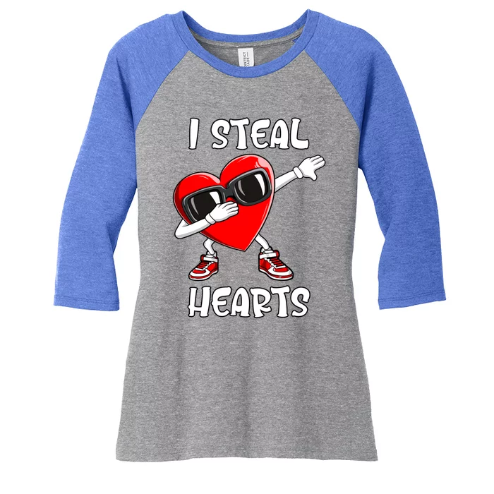 Valentines Day Gift Love Dabbing Heart Gift Women's Tri-Blend 3/4-Sleeve Raglan Shirt