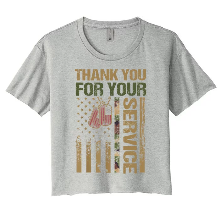 Veterans Day Gift Thank You Veterans Memorials Day Cute Gift Women's Crop Top Tee