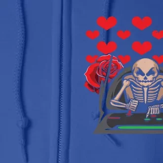 Valentine Day Gamer Skeleton Gaming Gift Full Zip Hoodie