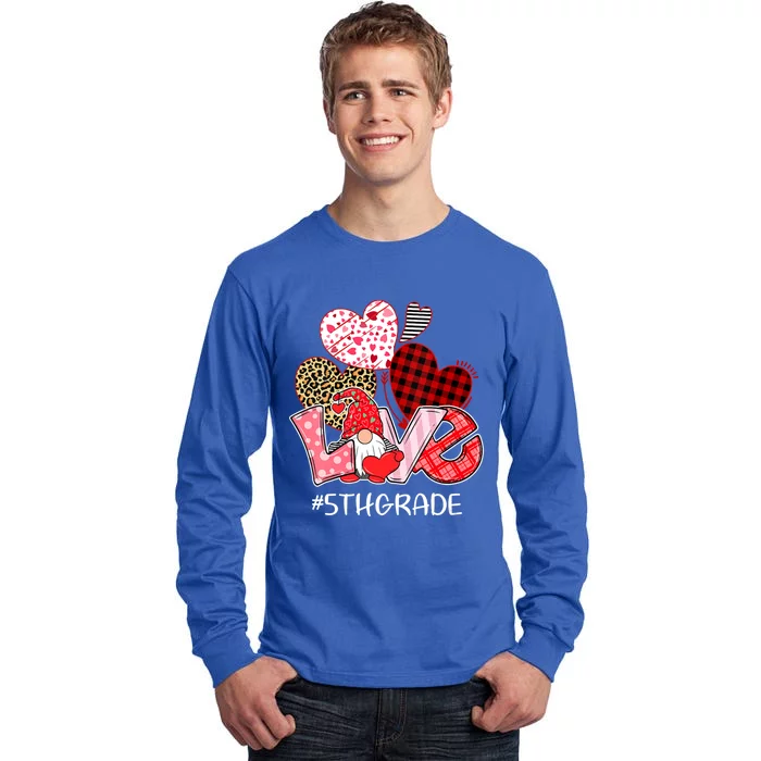 Valentine's Day Gnome Love 5th Grade Teacher Funny Gift Tall Long Sleeve T-Shirt