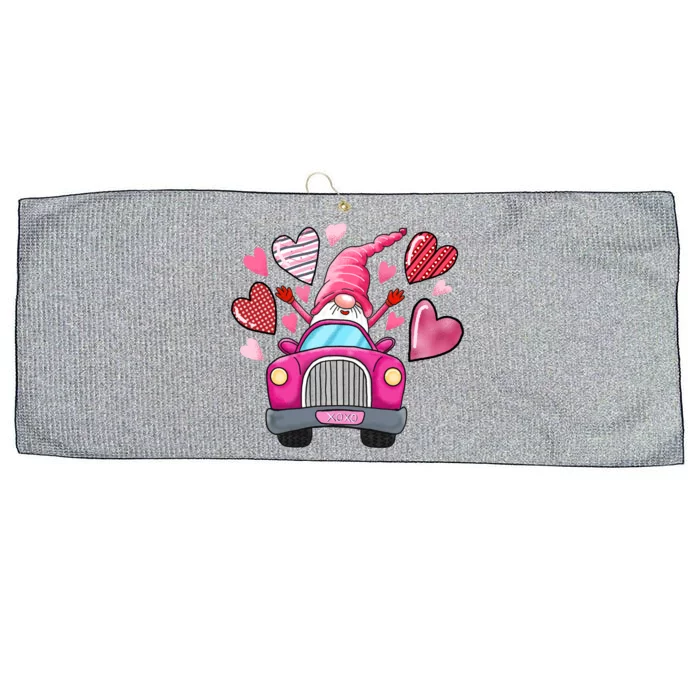 Valentines Day Gnome Heart Truck Large Microfiber Waffle Golf Towel