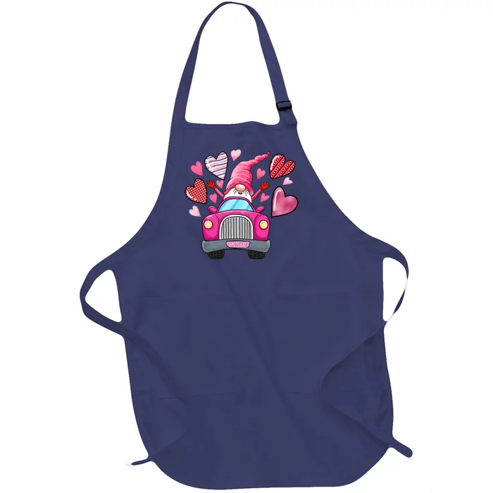 Valentines Day Gnome Heart Truck Full-Length Apron With Pocket