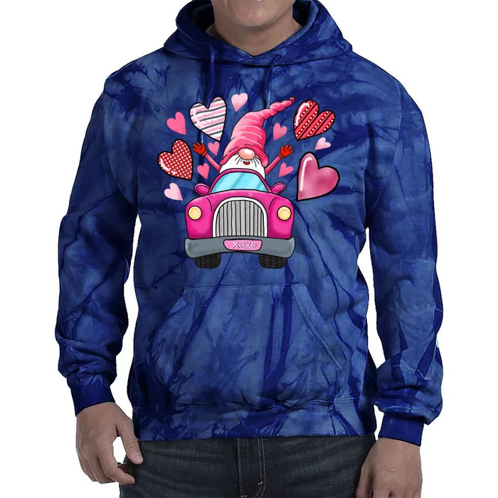 Valentines Day Gnome Heart Truck Tie Dye Hoodie