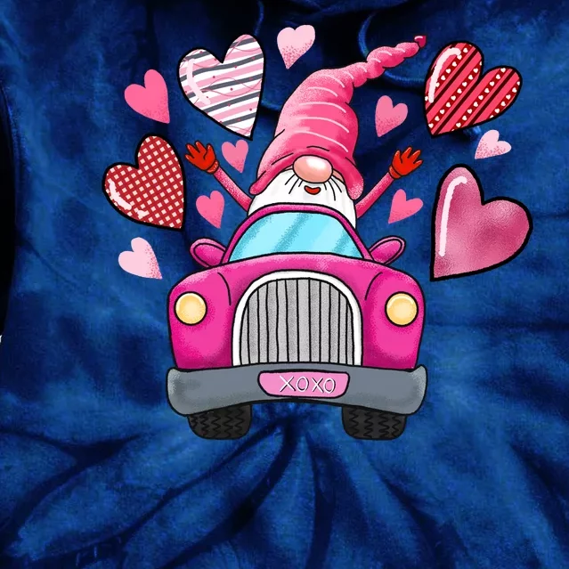 Valentines Day Gnome Heart Truck Tie Dye Hoodie