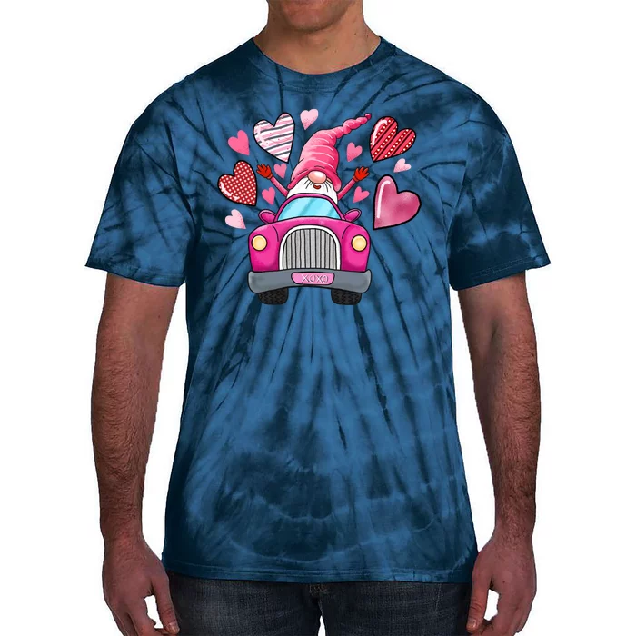 Valentines Day Gnome Heart Truck Tie-Dye T-Shirt