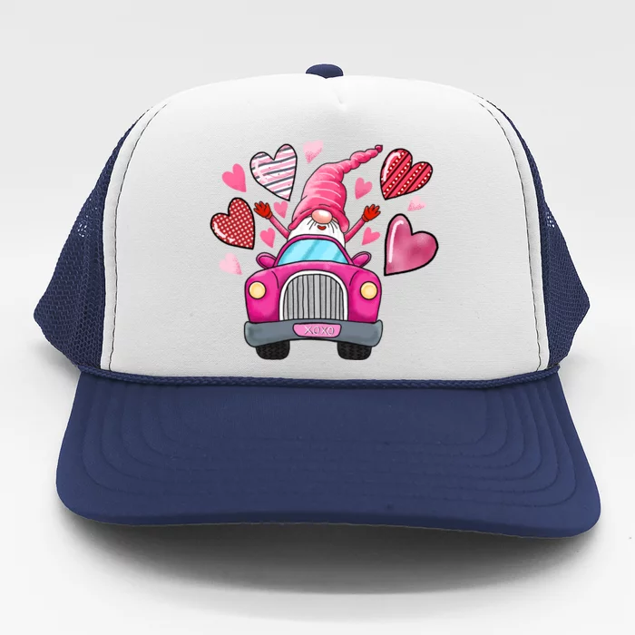 Valentines Day Gnome Heart Truck Trucker Hat