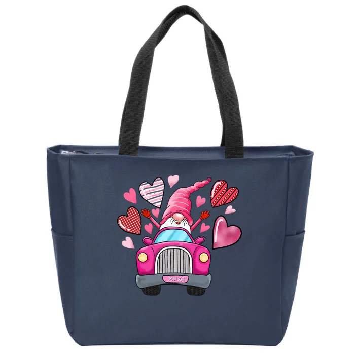 Valentines Day Gnome Heart Truck Zip Tote Bag