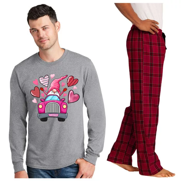 Valentines Day Gnome Heart Truck Long Sleeve Pajama Set