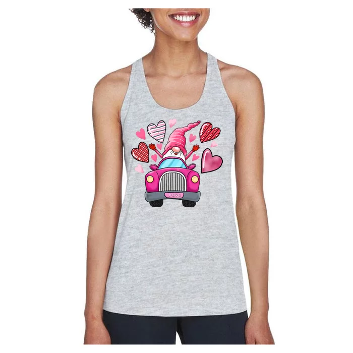 Valentines Day Gnome Heart Truck Women's Racerback Tank