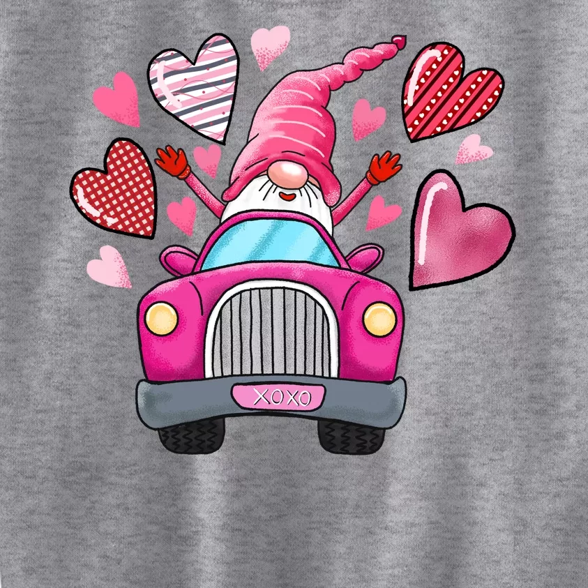 Valentines Day Gnome Heart Truck Kids Sweatshirt