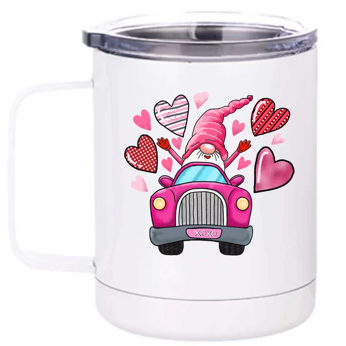 Valentines Day Gnome Heart Truck Front & Back 12oz Stainless Steel Tumbler Cup