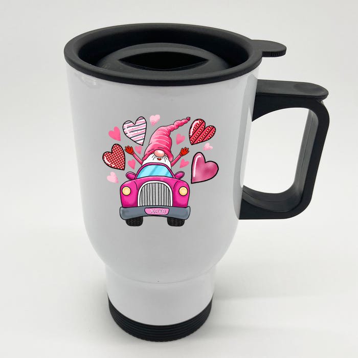 Valentines Day Gnome Heart Truck Front & Back Stainless Steel Travel Mug