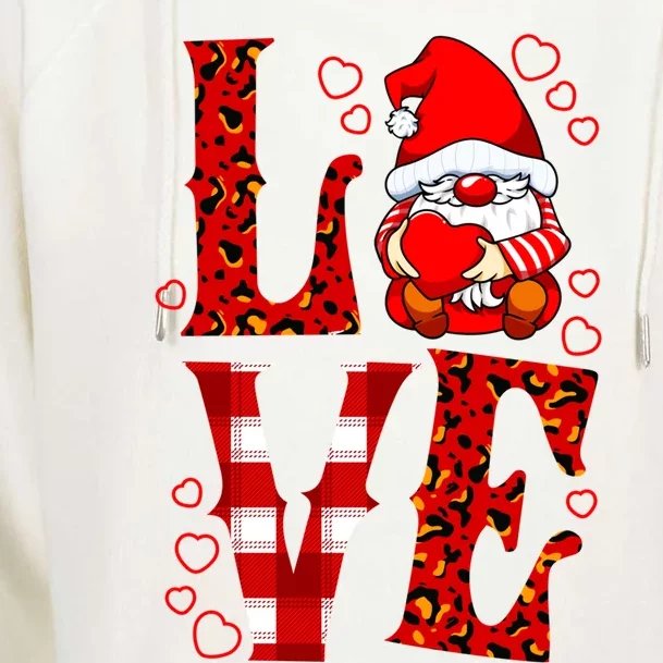 Valentines Day Gnome Love Funny Great Gift Womens Funnel Neck Pullover Hood