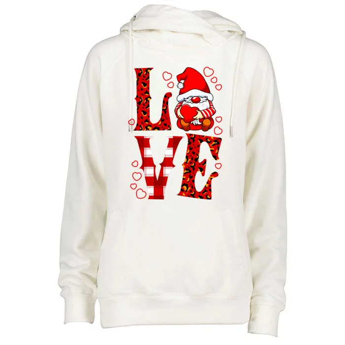 Valentines Day Gnome Love Funny Great Gift Womens Funnel Neck Pullover Hood