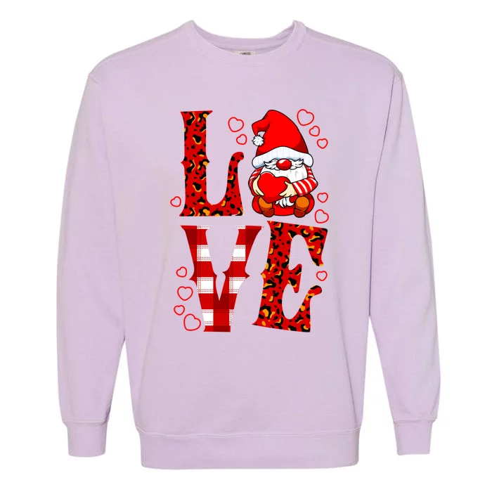 Valentines Day Gnome Love Funny Great Gift Garment-Dyed Sweatshirt