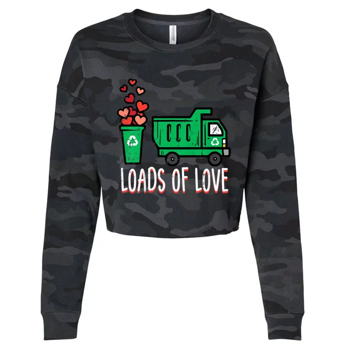 Valentines Day Garbage Truck Loads Of Love Cropped Pullover Crew