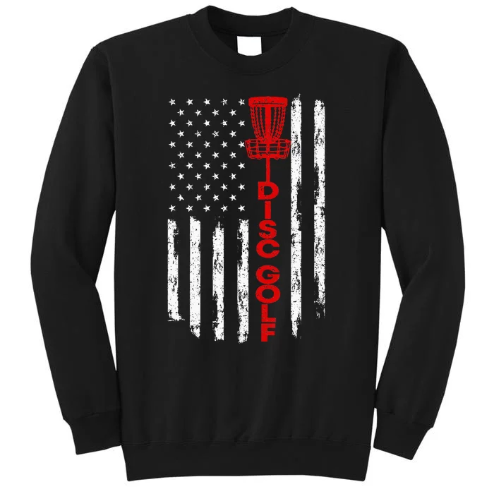 Vintage Disc Golf Basket American Flag Tall Sweatshirt