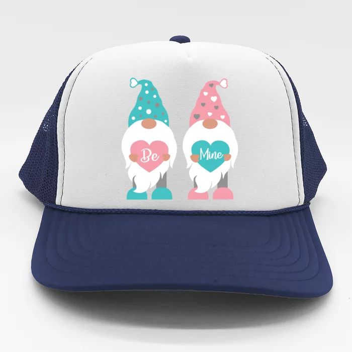 Valentines Day Gnomes Be Mine Hearts Gift Trucker Hat