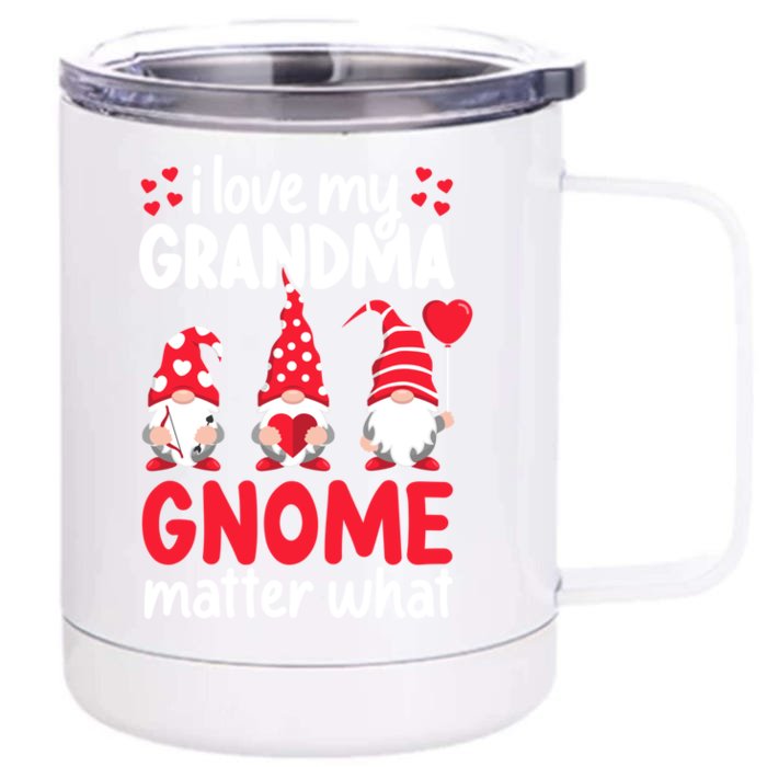 Valentines Day Grandma Love Gnomes Red Heart Funny Cool Gift Front & Back 12oz Stainless Steel Tumbler Cup