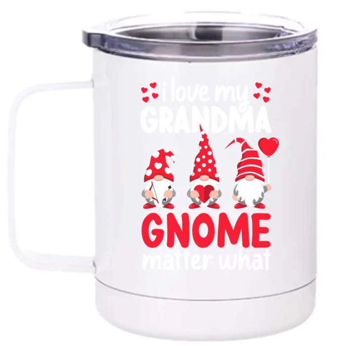 Valentines Day Grandma Love Gnomes Red Heart Funny Cool Gift Front & Back 12oz Stainless Steel Tumbler Cup