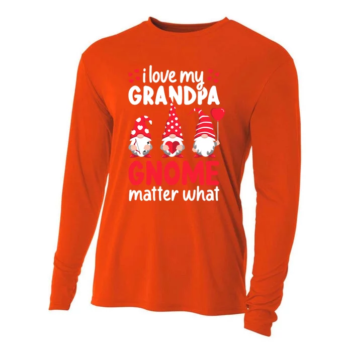 Valentines Day Grandpa Love Gnomes Red Heart Funny Gift Cooling Performance Long Sleeve Crew