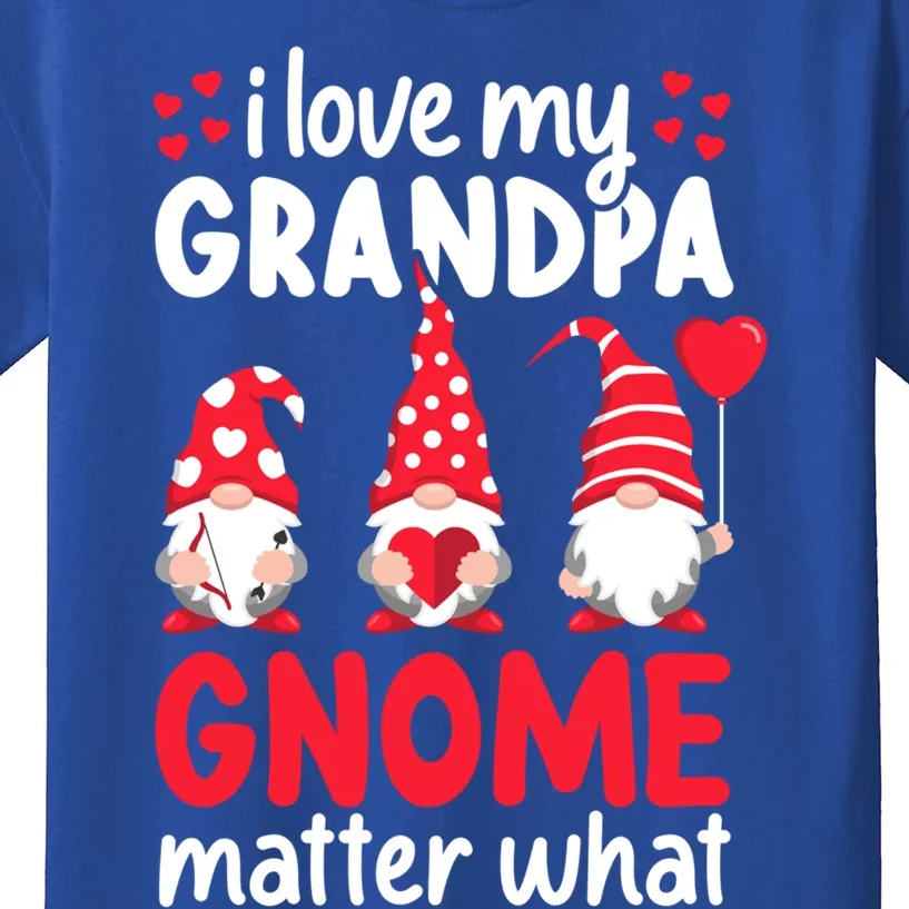 Valentines Day Grandpa Love Gnomes Red Heart Funny Gift Kids T-Shirt