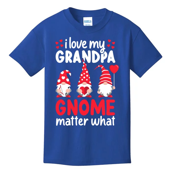 Valentines Day Grandpa Love Gnomes Red Heart Funny Gift Kids T-Shirt