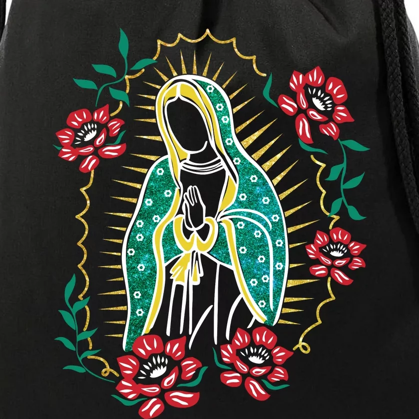 Virgen De Guadalupe Drawstring Bag