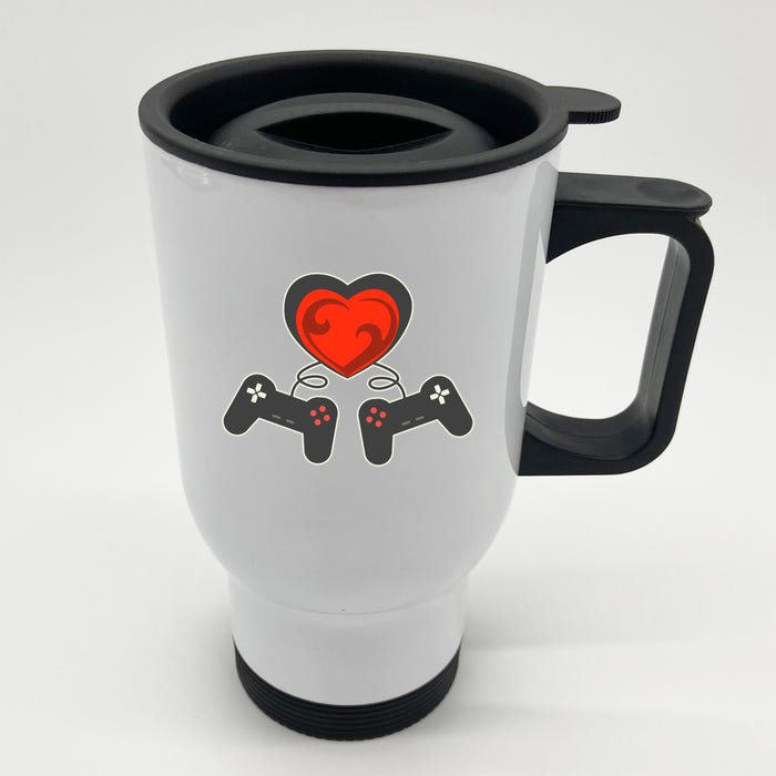 Valentine's Day Gamer Video Game Controller Valentines Cute Gift Front & Back Stainless Steel Travel Mug