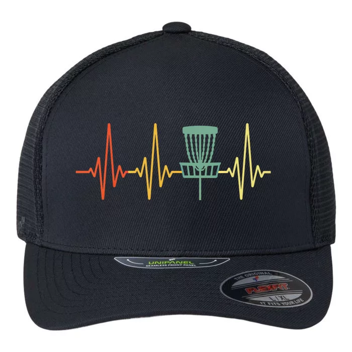 Vintage Disc Golf Retro Heartbeat Gift Disc Golf Funny Gift Flexfit Unipanel Trucker Cap