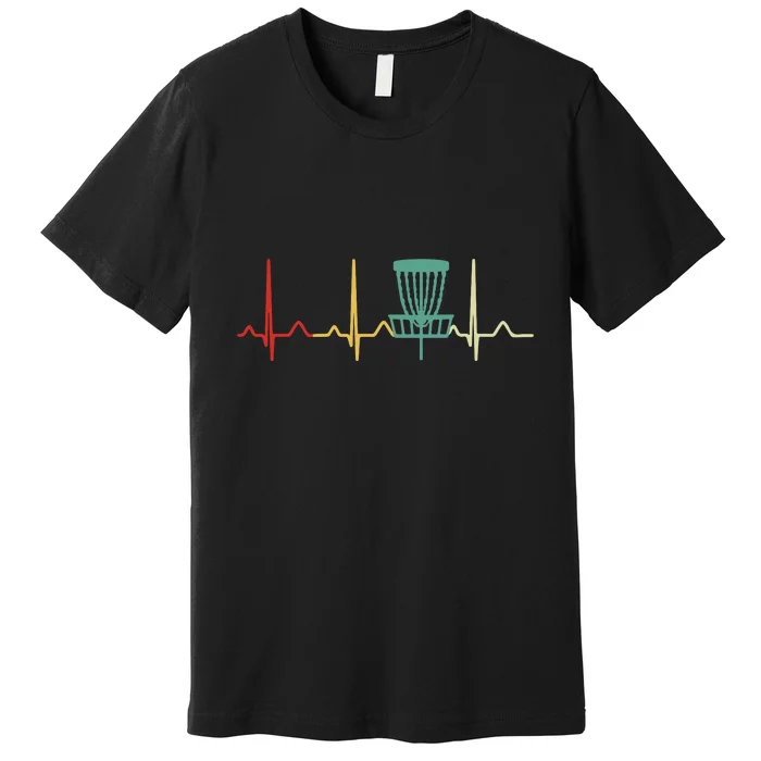 Vintage Disc Golf Retro Heartbeat Gift Disc Golf Premium T-Shirt