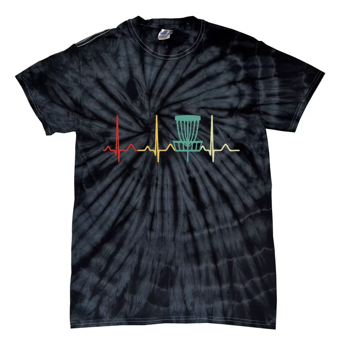 Vintage Disc Golf Retro Heartbeat Gift Disc Golf Tie-Dye T-Shirt