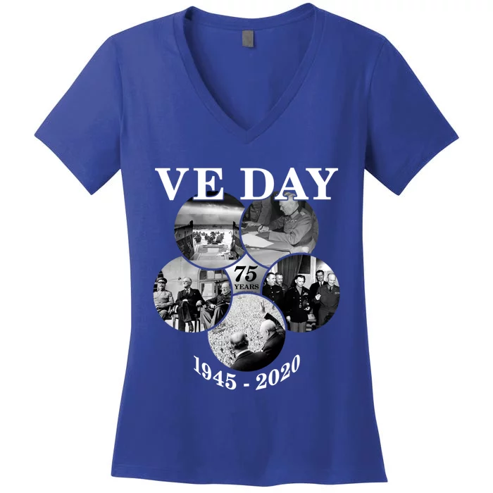 Ve Day Gift 75th Anniversary (5) Funny Gift Women's V-Neck T-Shirt