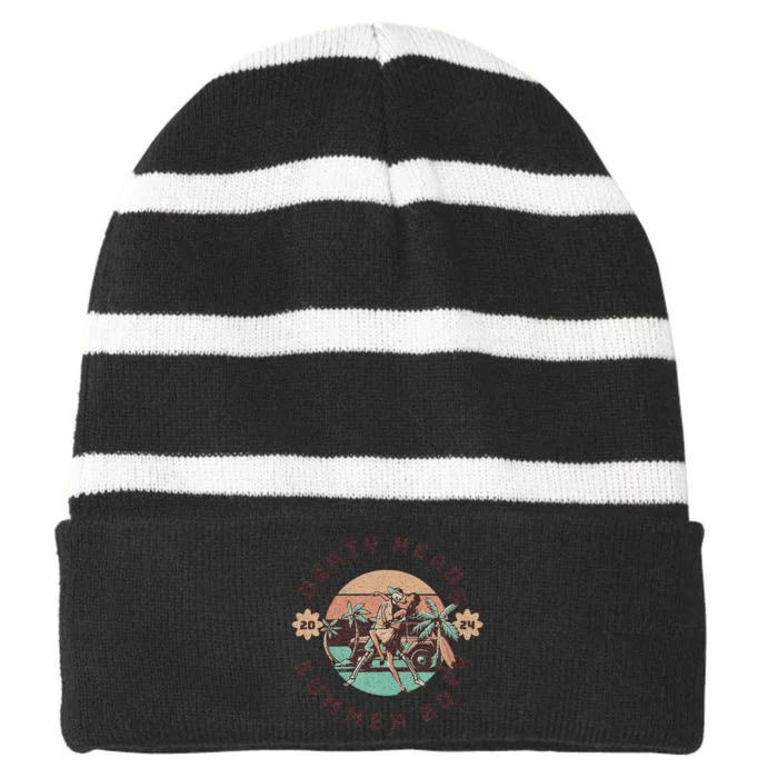 Vintage Dirty Heads In Retro Style Gift Striped Beanie with Solid Band