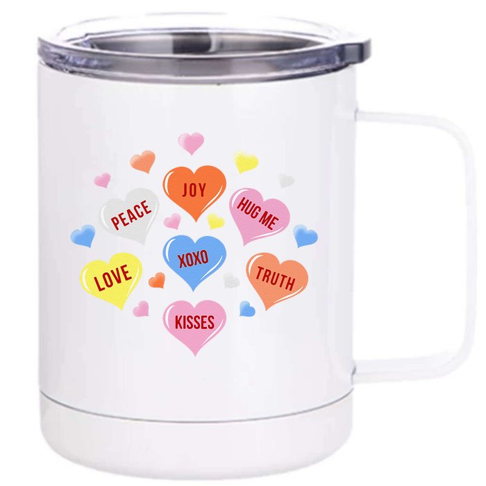 Valentine's Day Heart Candys Front & Back 12oz Stainless Steel Tumbler Cup