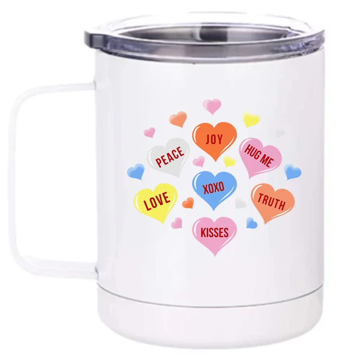 Valentine's Day Heart Candys Front & Back 12oz Stainless Steel Tumbler Cup