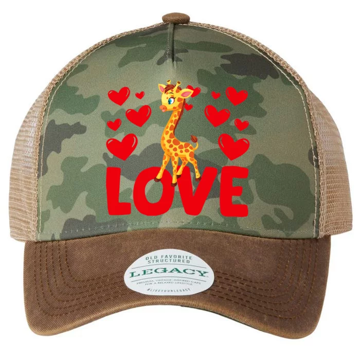 Valentine's Day Hearts Love Giraffes Animal Lovers Wo Legacy Tie Dye Trucker Hat