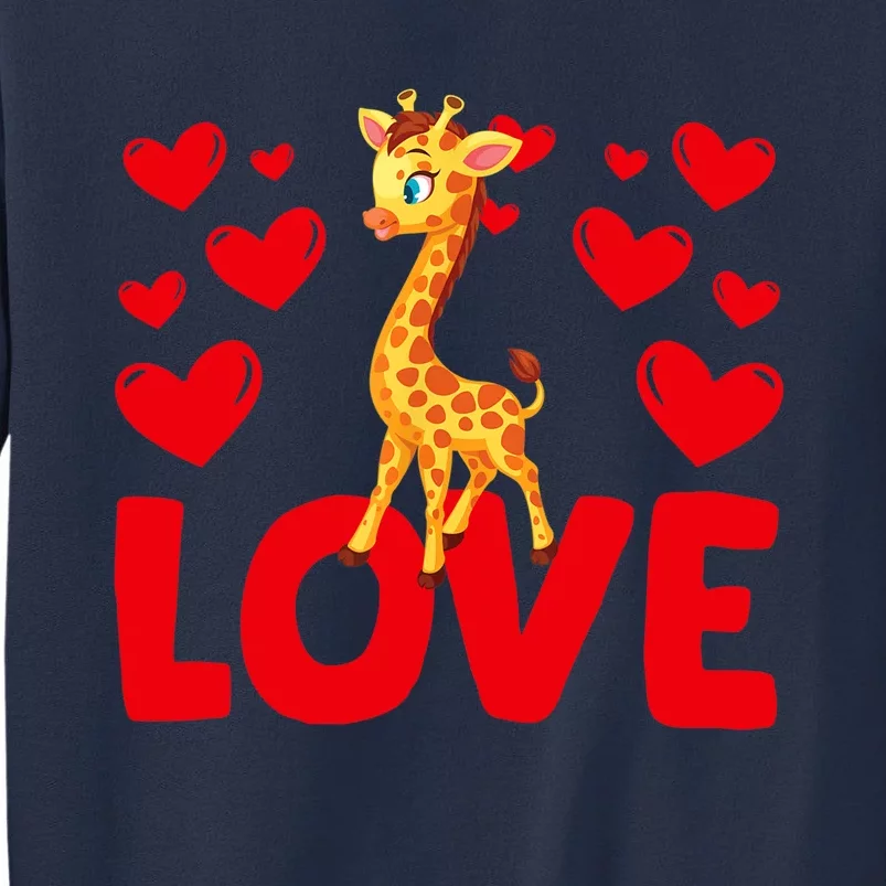 Valentine's Day Hearts Love Giraffes Animal Lovers Wo Sweatshirt