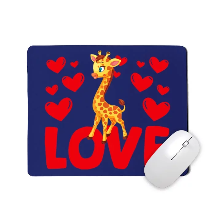 Valentine's Day Hearts Love Giraffes Animal Lovers Wo Mousepad