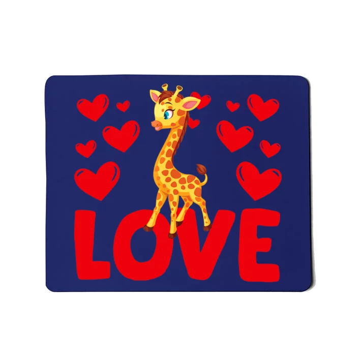 Valentine's Day Hearts Love Giraffes Animal Lovers Wo Mousepad