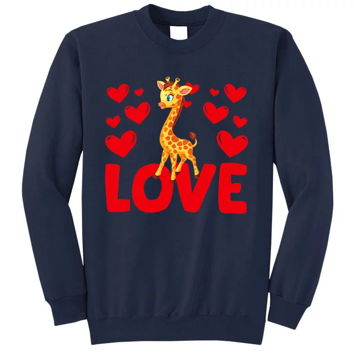 Valentine's Day Hearts Love Giraffes Animal Lovers Wo Tall Sweatshirt