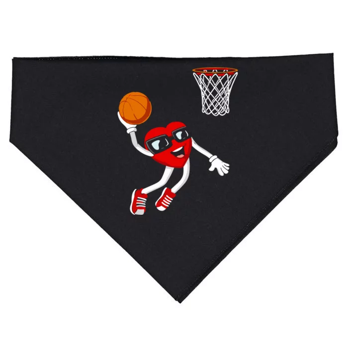 Valentines Day Heart Dunking Basketball USA-Made Doggie Bandana