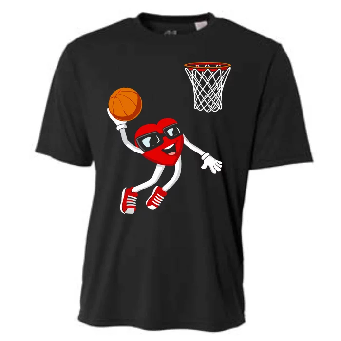 Valentines Day Heart Dunking Basketball Cooling Performance Crew T-Shirt