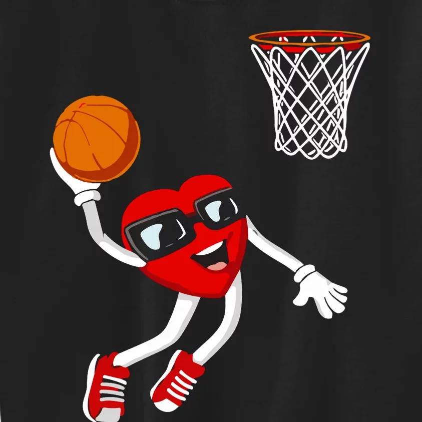 Valentines Day Heart Dunking Basketball Kids Sweatshirt