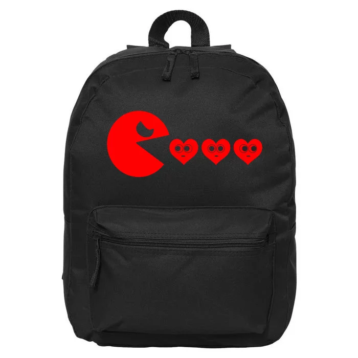 Valentines Day Hearts Eating Funny Gamer Game 16 in Basic Backpack