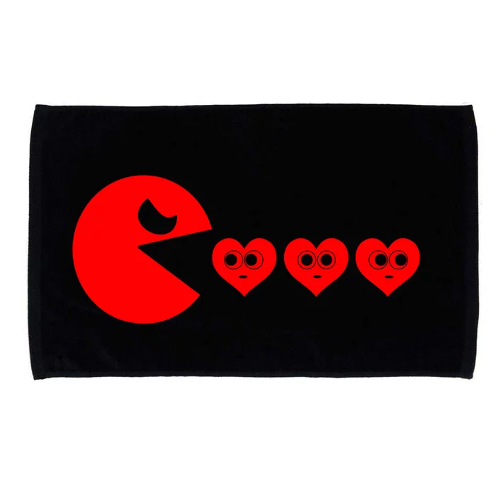 Valentines Day Hearts Eating Funny Gamer Game Microfiber Hand Towel