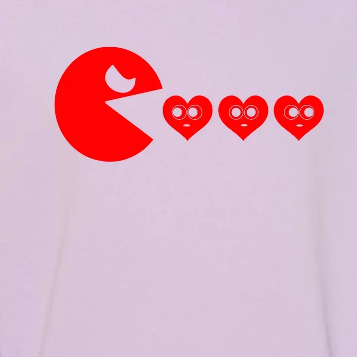 Valentines Day Hearts Eating Funny Gamer Game Garment-Dyed Sweatshirt